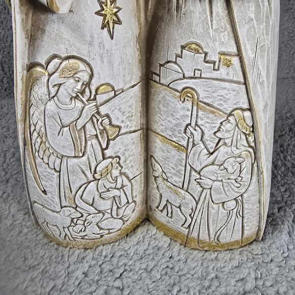 Napco Christmas Holy Family Carved Bethlehem Scene Nativity Figure Tall 13" Gold - Picture 4 of 11